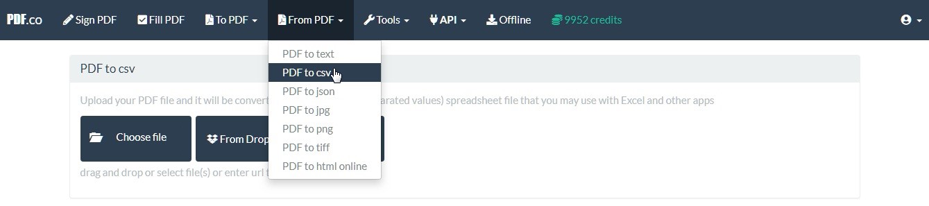 Pdf To Csv Converter Online Pdf Co