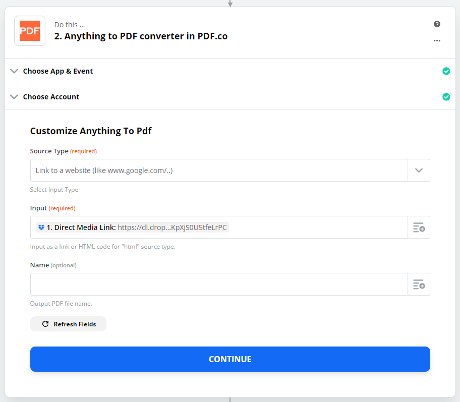 Convert Dropbox Documents Via Direct Url To Pdf Using Zapier Pdf Co