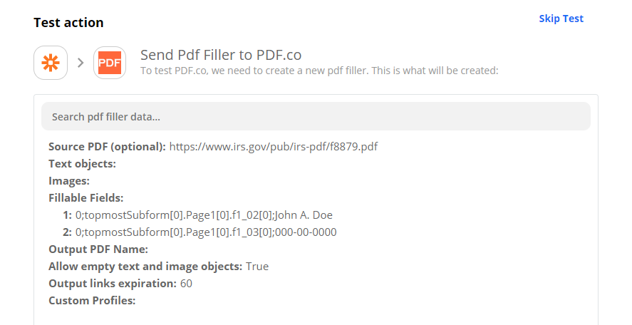 Send PDF Filler To PDF.co To Test & Review