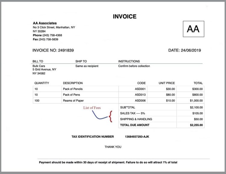 How to Create Invoices: List of Fees - PDF.co