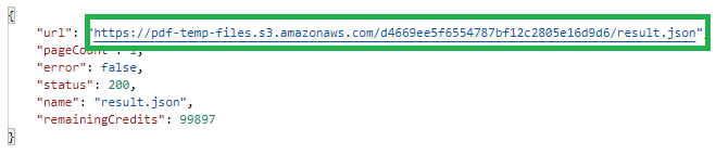 PDF To JSON URL Result