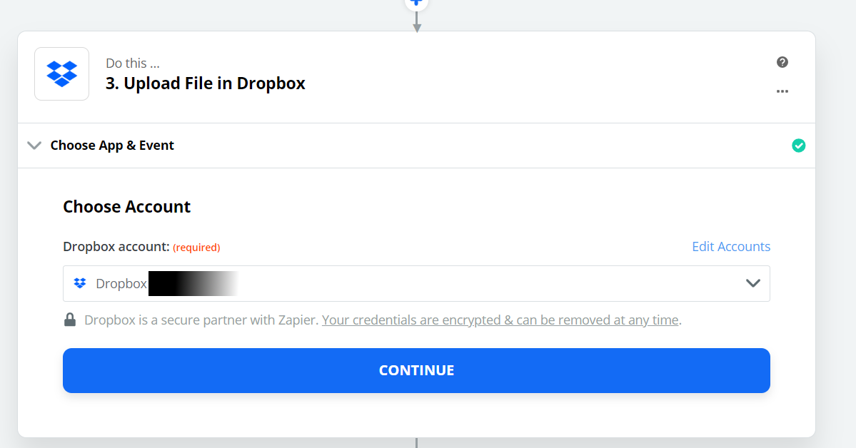 Select Dropbox Account