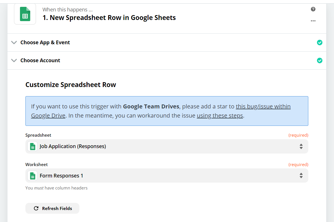 New Spreadsheet Row In Google Sheets Trigger