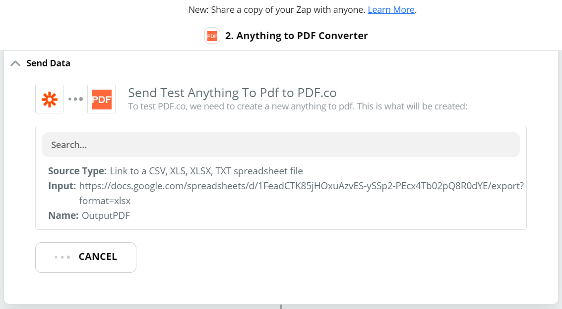 Send Test Anything To PDF To PDF.co