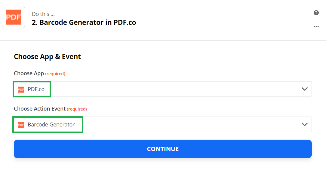 Set Barcode Generator As The Action Step
