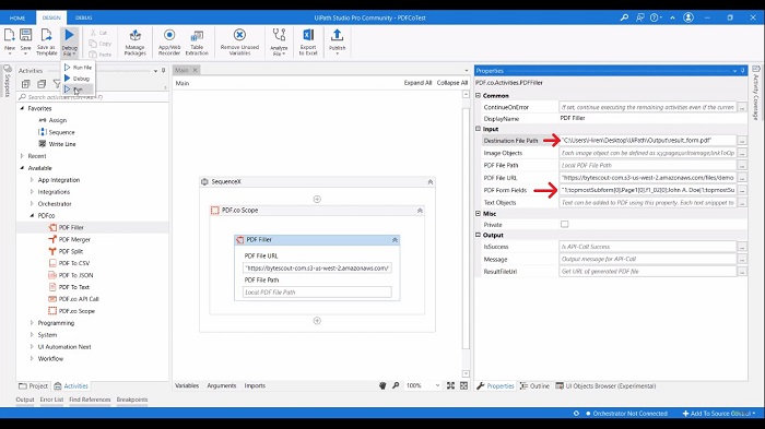 UiPath Fill PDF Forms