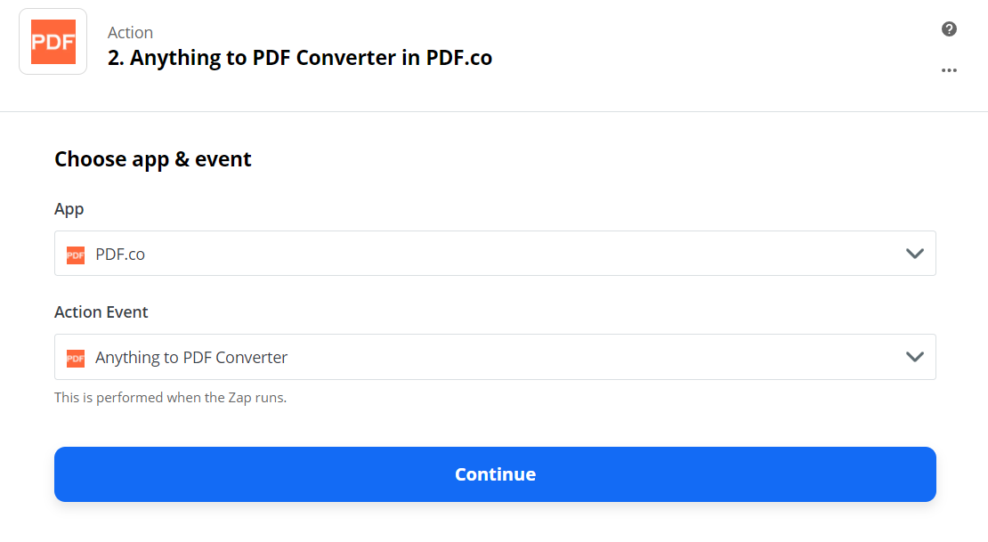 Set Anything To PDF Converter As The Action Step