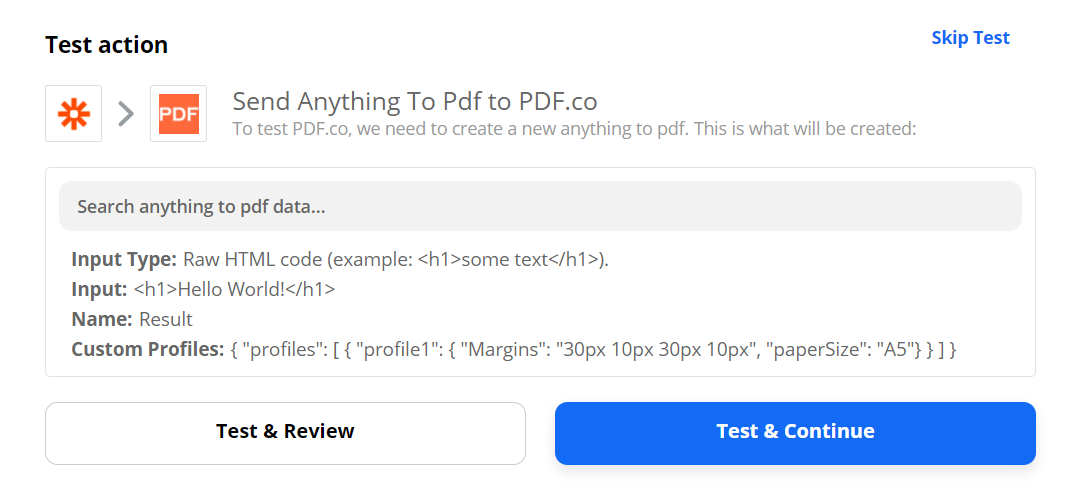Test Anything To PDF Converter Data