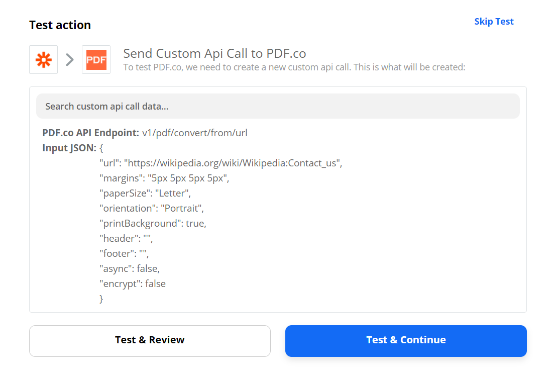 Send Custom API Data To Test And Review