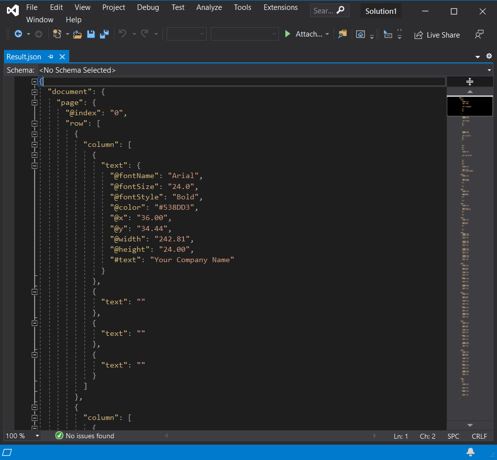JSON Output With PDF Font Details