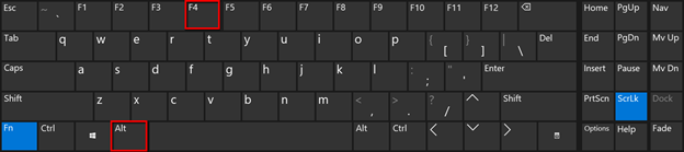 Shortcut ALT + F4