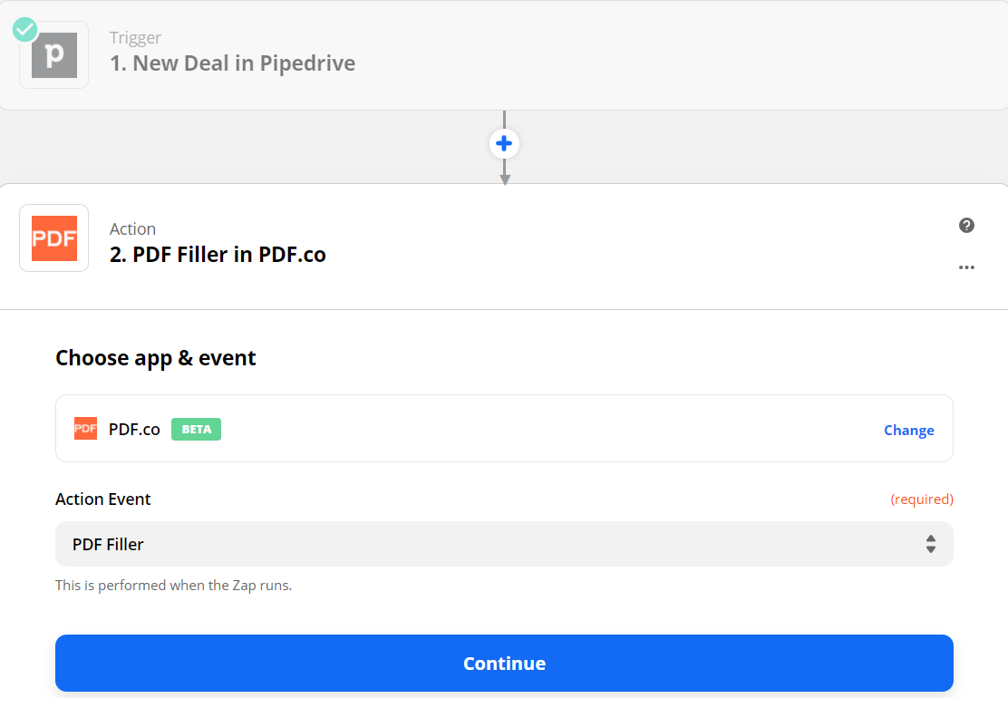 PDF Filler in PDF.co Action Step