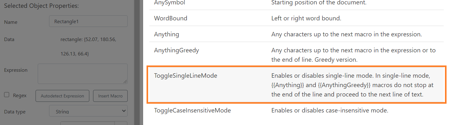 Select ToggleSingleLineMode Macro To Search Multi-Line Text