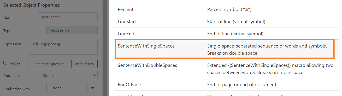 Select SentenceWithSingleSpaces Smart Macro