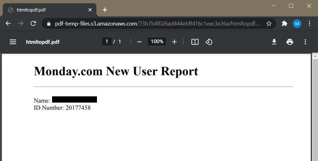 Monday.com New User PDF Report Created By PDF.co