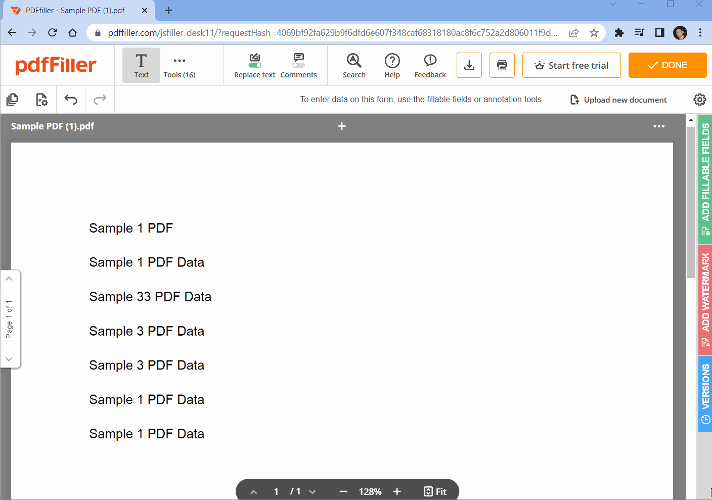 PDFFiller Sample Workflow