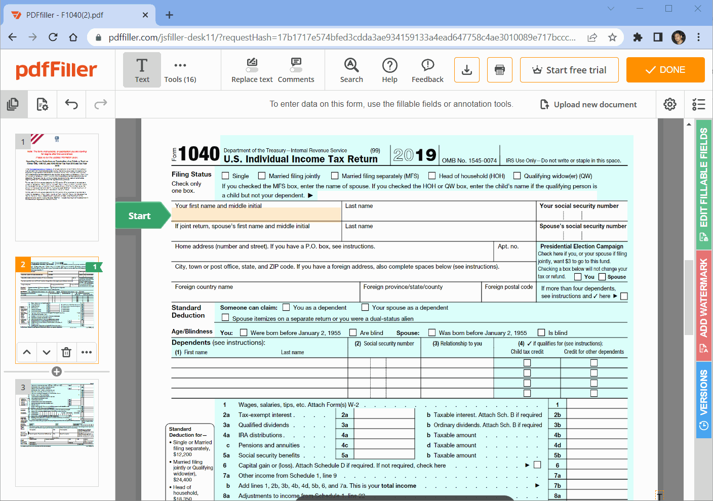Fill PDF Forms Workflow