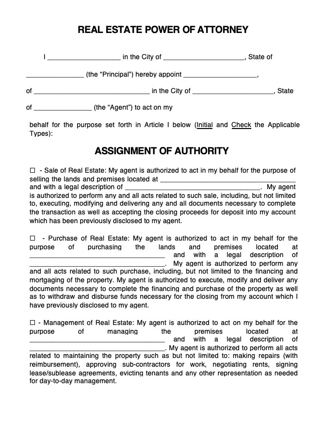 Power Of Attorney Template Real Estate Sample Power Of Attorney Blog 9511