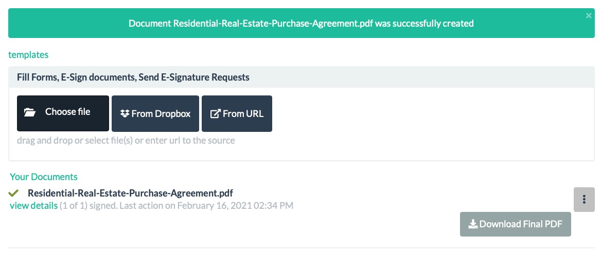 Sign Real Estate Purchase Agreement