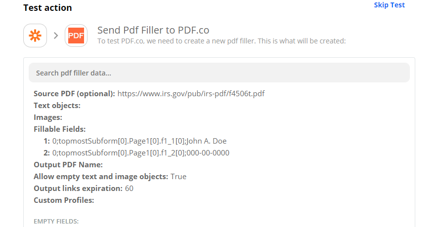 Send PDF Filler To PDF.co To Test & Review
