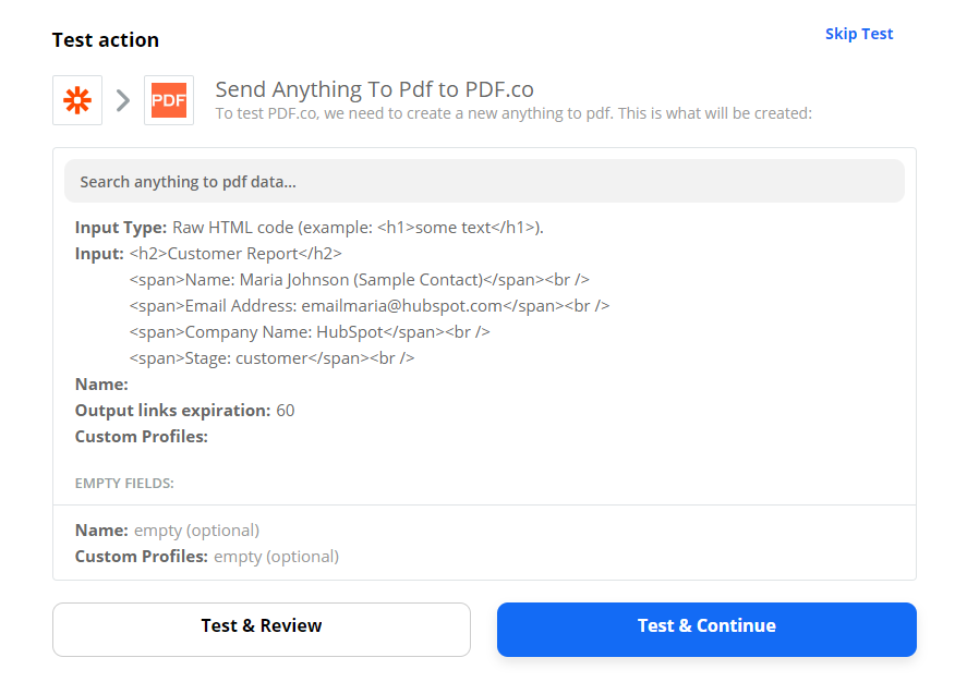 Configure Anything To PDF Converter With HubSpot Data