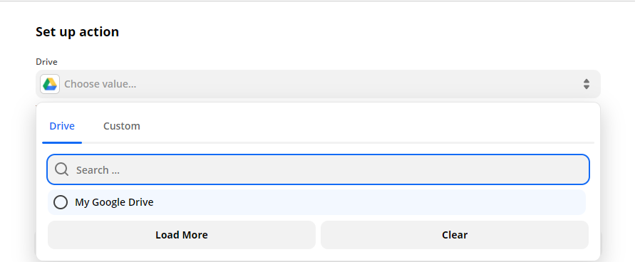 Choosing My Google Drive as the drive to be used