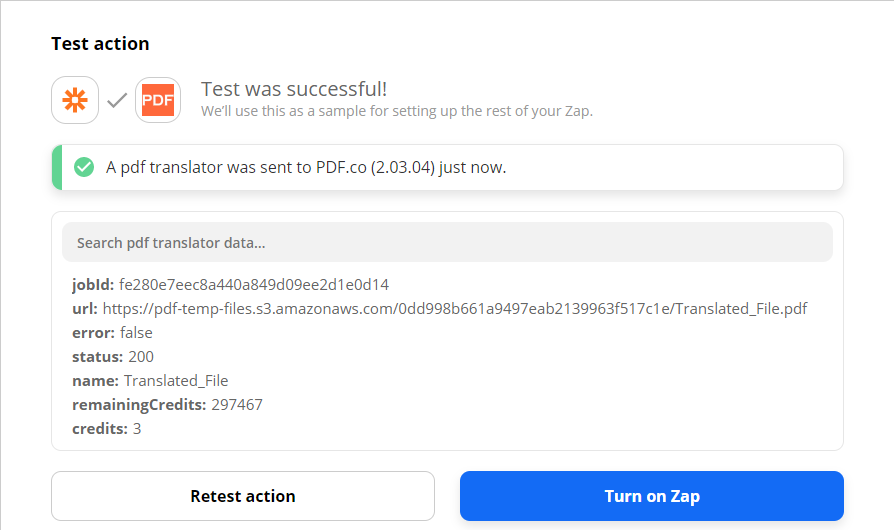 Testing successful