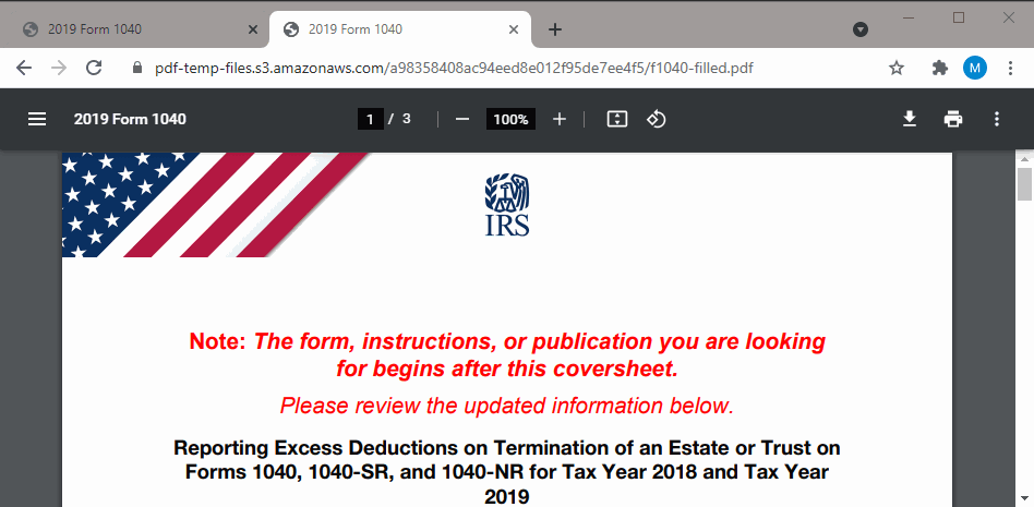 IRS Form 1040 Filled Using PDF.co Form Filler API