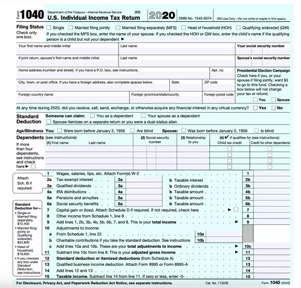 Tax Return Printable Form