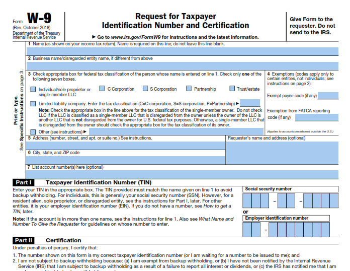 W 9 Form For 2022 Printable