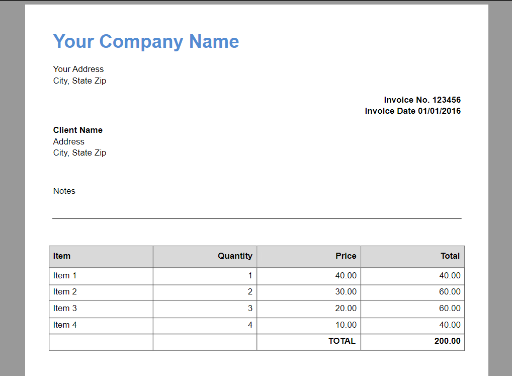 Screenshot of Output HTML