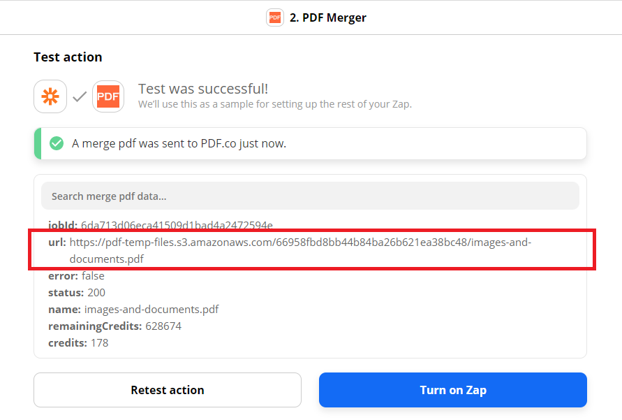 PDF.co Generated A URL To View Result