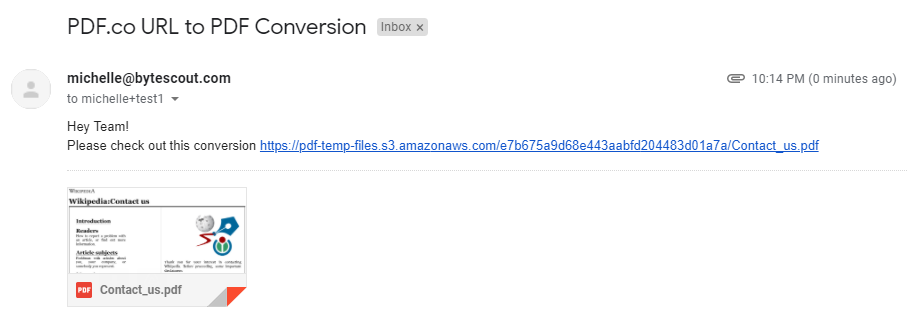 Email Received From Generated PDF Through Gmail In Zapier