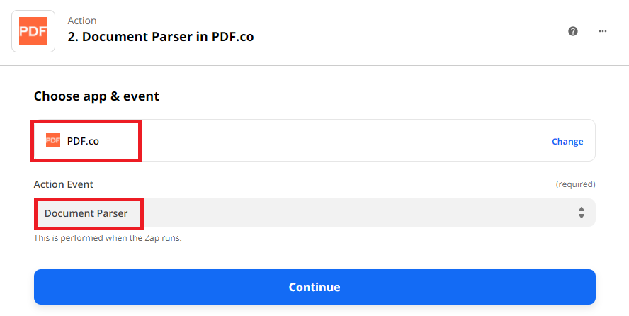Use PDF.co Document Parser In the Action Event
