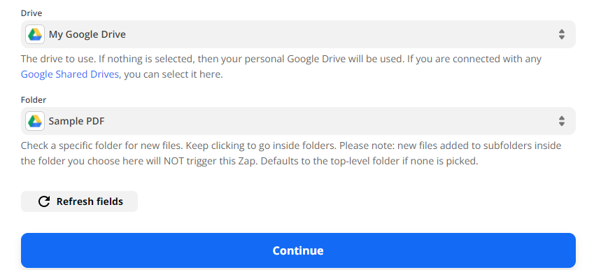 Select Drive and Folder