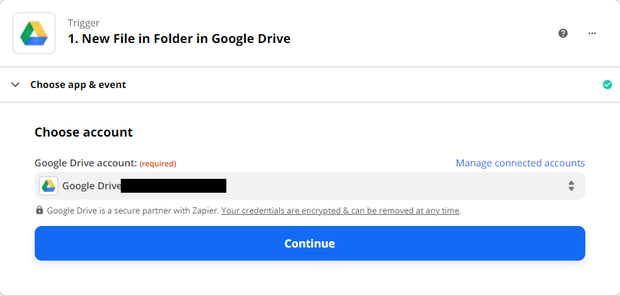 Connecting google drive account
