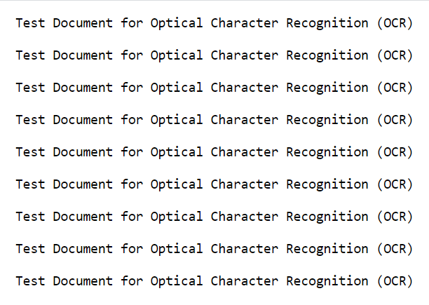 Screenshot of output text