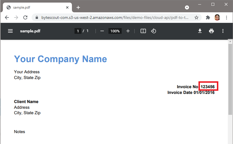Delete Invoice Number In Sample PDF