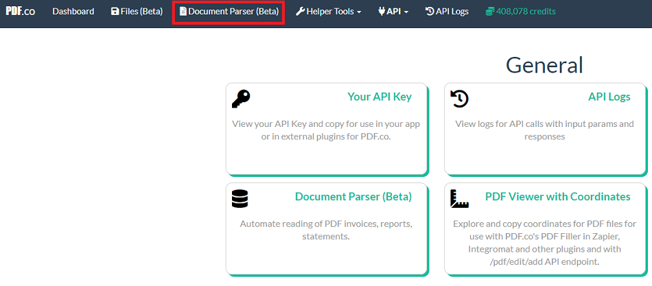 Go to PDF.co’s Document Parser Page
