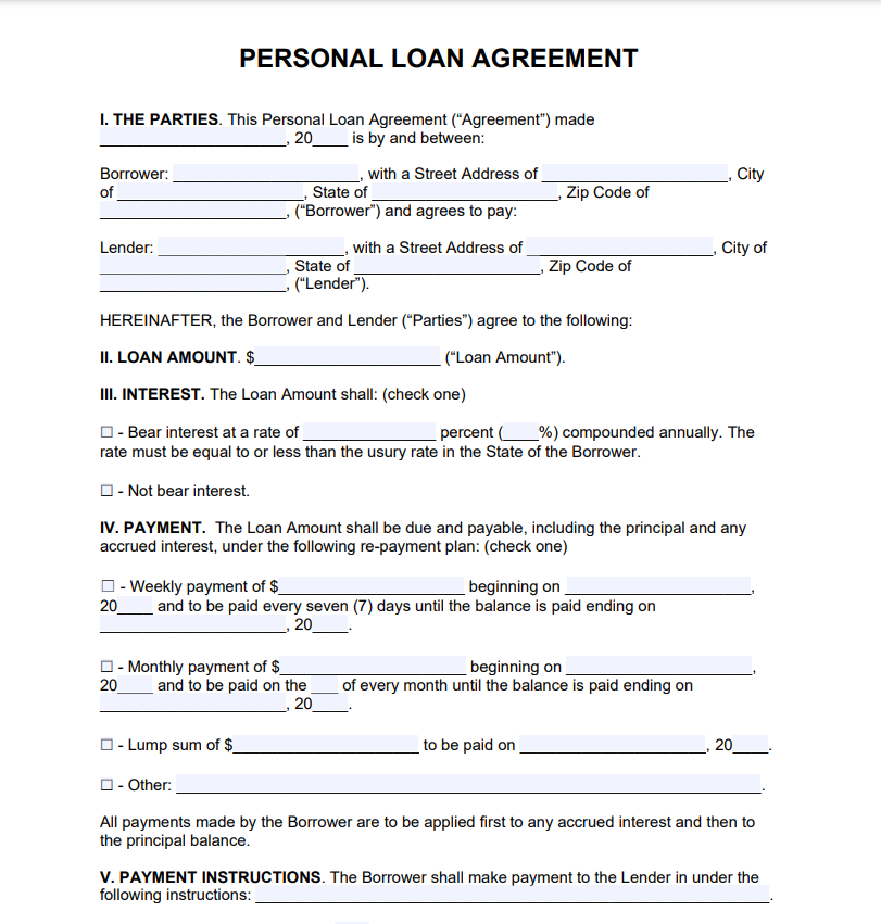 Loan Form Sample