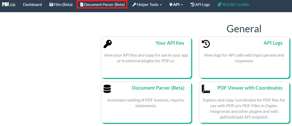 Go to PDF.co Document Parser Page
