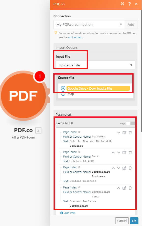 Fill a PDF Form Configuration