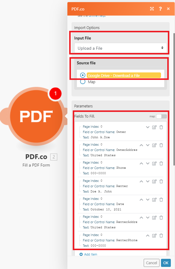 Fill A PDF Form Configuration
