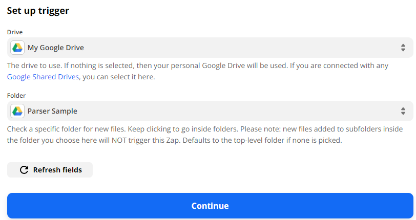 Select Drive and Folder