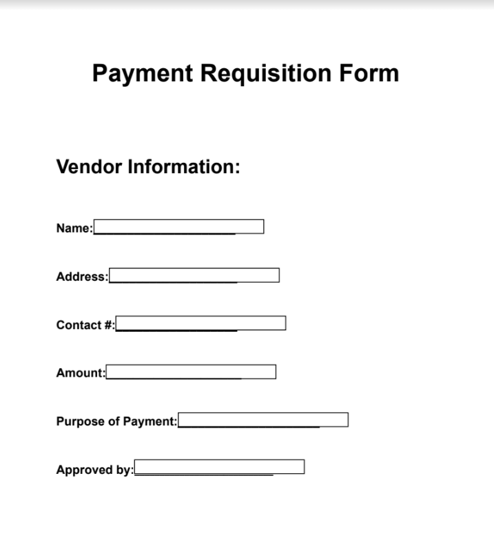 Payment Requisition Sample Form 