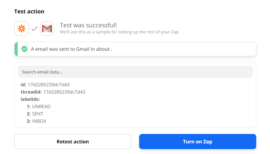 Gmail Success Test Confirmation
