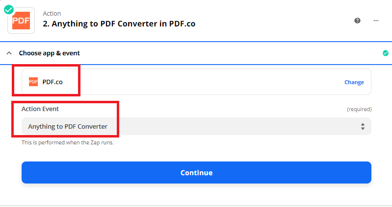 Add PDF.co App and Choose Anything To PDF Converter