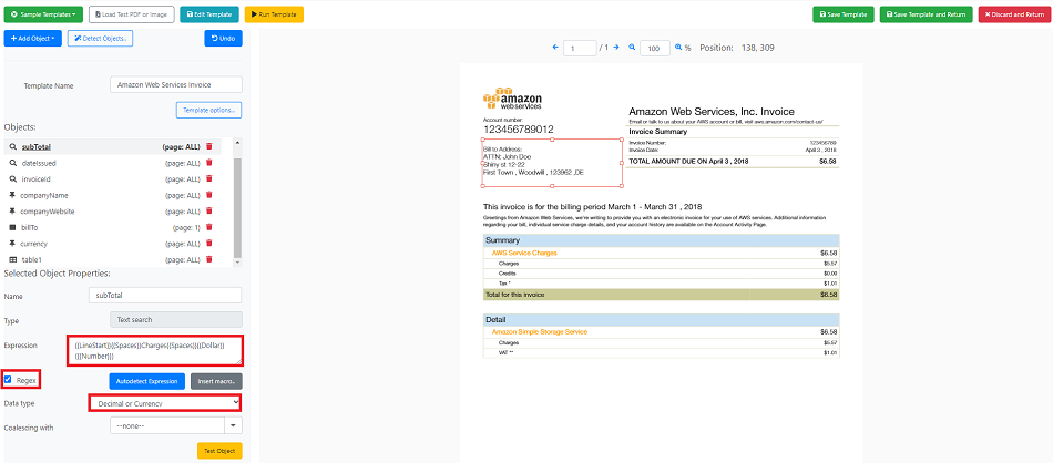 How To Parse Amazon AWS Invoice Using PDF.co Document Parser - PDF.co