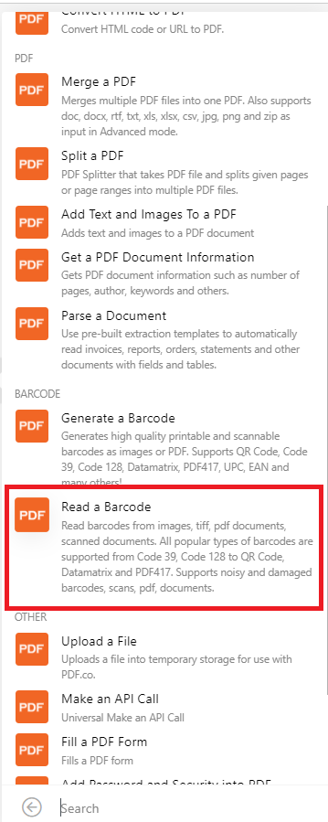 PDF.co app and Read a Barcode module