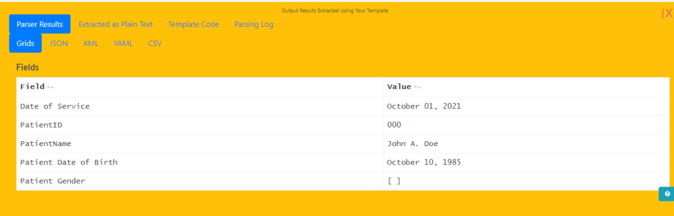 Medical Superbill Parsed Data